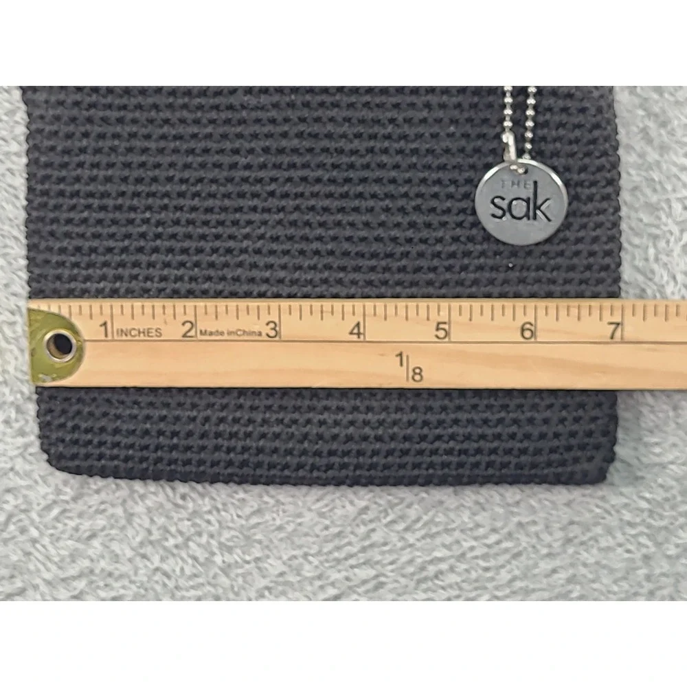 The Sak Black Crochet Crossbody Bag‎ Small Woven Zippered Purse Braided Strap